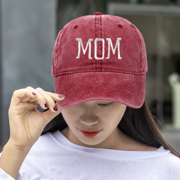 Maxbell Mom Embroidered Baseball Hat Unique Mother s Day Gifts for Beach Parties Gym Red For Sale