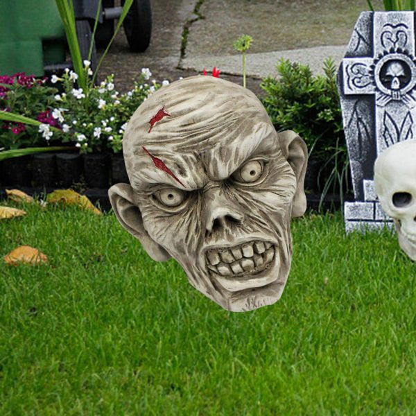 Maxbell Zombie Face Prop Halloween Decoration Resin for Graveyard Party Favor Garden Supply