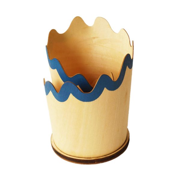 Maxbell Wooden Pen Holder Pencil Cup Creative Gift Multifunctional Desktop Organizer Blue For Sale