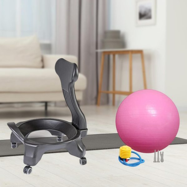 Maxbell Yoga Ball Chair Stable Sturdy Fitness Yoga Ball Chair for Office Fitness Gym Pink Fashion