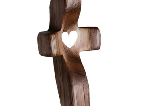 Maxbell Maxbell Cross Statue Gift Wood Sculpture for Hallway Housewarming Table Centerpieces Black White Heart Online now